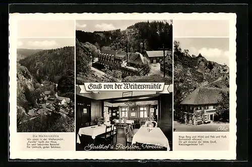 AK Weihersmühle, Gasthof und Pension Forelle, Innenansicht, Ortspartie