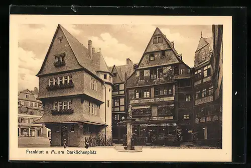 AK Alt-Frankfurt, Am Garküchenplatz mit Bierbrauerei u. Gasthaus Binding