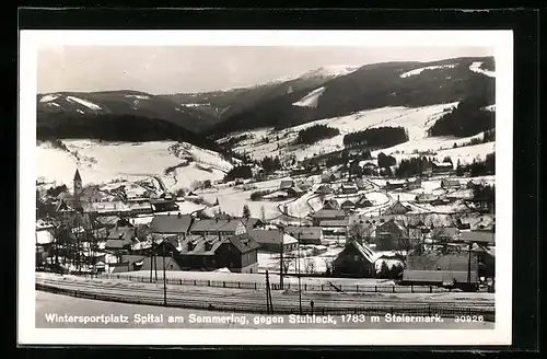 AK Spital am Semmering, Ortsansicht gegen Stuhleck im Winter