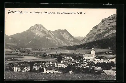 AK Gröbming, Ortsansicht mit Stoderzinken