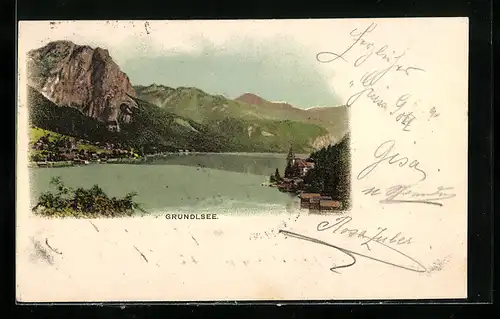 AK Grundlsee, Ortsansicht mit Kirche