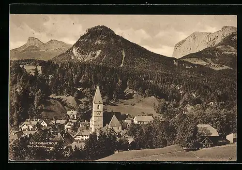 AK Bad-Aussee /Salzkammergut, Ortsansicht mit Kirchturm