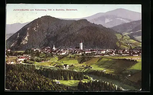 AK Judenburg, Ortsansicht vom Falkenberg aus