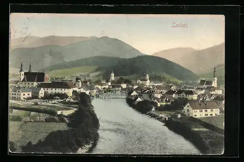 AK Leoben, Ortsansicht mit Wasserpartie