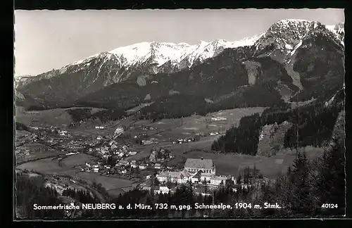 AK Neuberg a. d. Mürz, Ortsansicht mit Bergpanorama