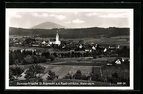 AK St. Ruprecht a. d. Raab, Ortsansicht mit Kirche und Kulm