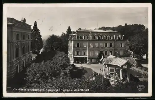 AK Bad Gleichenberg, Kurplatz mit Kurhaus und Villa Albrecht