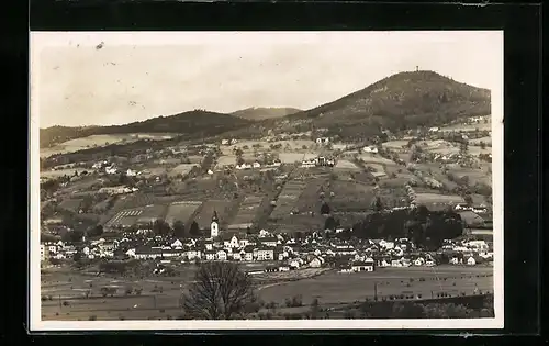 AK Hartberg, Ortsansicht mit Kirche aus der Vogelschau