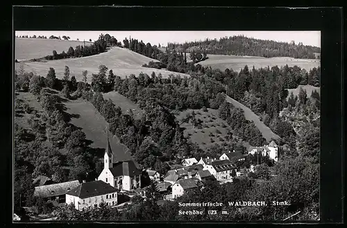 AK Waldbach, Ortsansicht mit Kirche