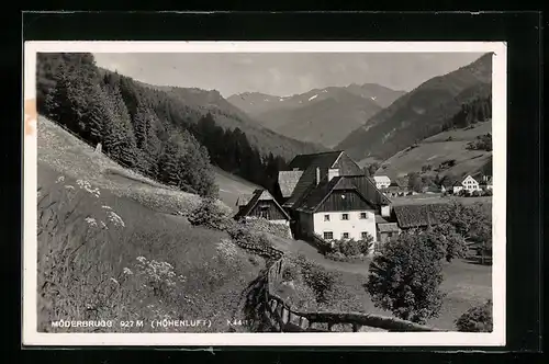 AK Möderbrugg, Ortspartie aus der Vogelschau