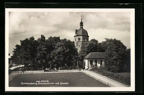 AK Graz, Schlossberg, Glockenturm mit Sender