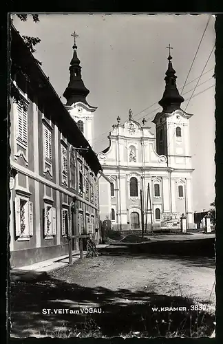 AK St. Veit /Vogau, Ortspartie mit Kirche