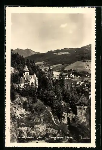 AK Spital /Semmering, Ortsansicht mit Blick in die Ferne