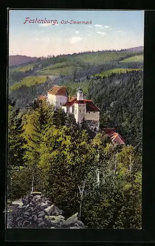 AK Sankt Lorenzen am Wechsel, Festenburg, Blick auf die Burg im Herbst