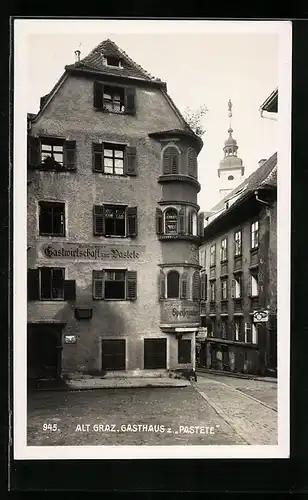 AK Graz, Gastwirtschaft zur Pastete mit Speisezimmer