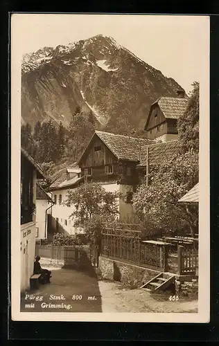 AK Pürgg, Strassenpartie mit Blick auf den Grimming