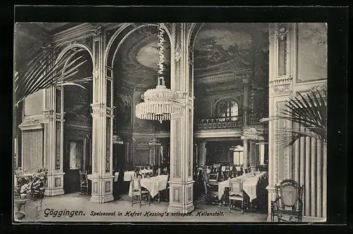 AK Göggingen, Hofrat Kessing`s orthopädischer Heilanstalt, Speisesaal, Innenansicht