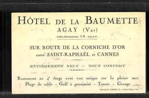 AK Agay, Hôtel de la Baumette