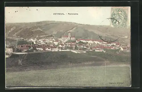AK Vetheuil, Panorama der Ortschaft