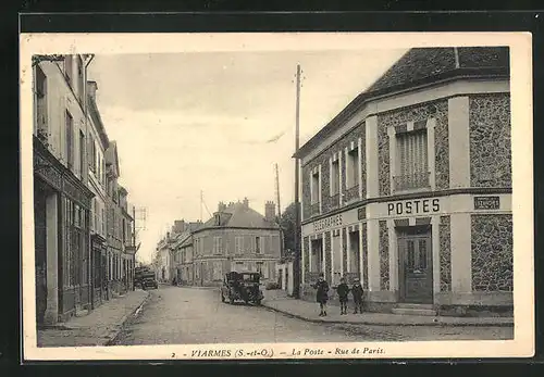 AK Viarmes, La Poste, Rue de Paris