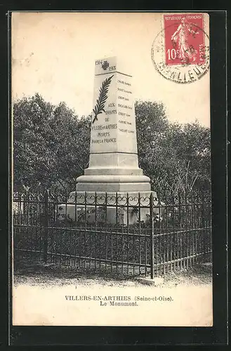AK Villers-en-Arthies, Le Monument, Kriegerdenkmal