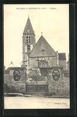 AK Villers-en-Arthies, L`Église, Ansicht der Kirche