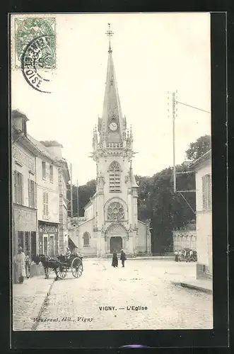 AK Vigny, L`Église, Blick auf die Kirche