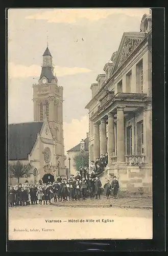 AK Viarmes, Hotel-de-Ville et Eglise, Rathaus und Kirche