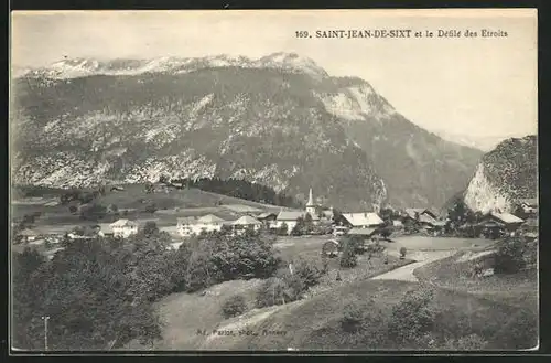 AK Saint-Jean-De-Sixt, Panorama et le Défile des Etrois