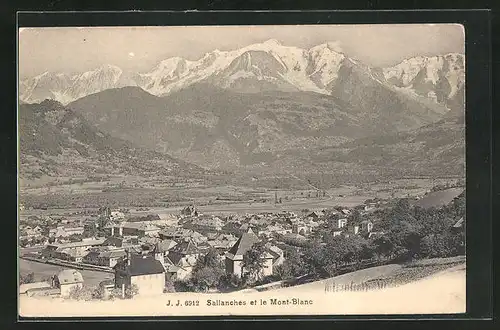 AK Sallanches, Vue d`ensemble et le Mont-Blanc