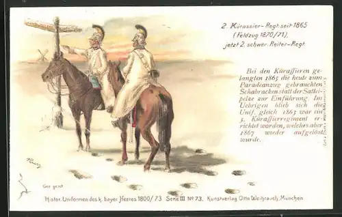 AK Soldaten in Uniform des 2. Kürassier-Regt. seit 1865 (Feldzug 1870 /71)