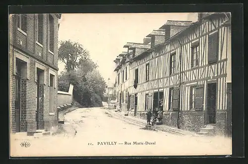 AK Pavilly, Rue Marie-Duval, Strassenpartie