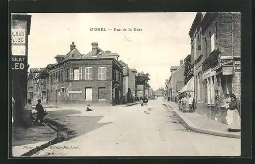 AK Oissel, Rue de la Gare, Strassenpartie