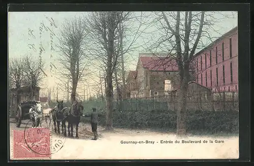 AK Gournay-en-Bray, Entrée du Boulevard de la Gare
