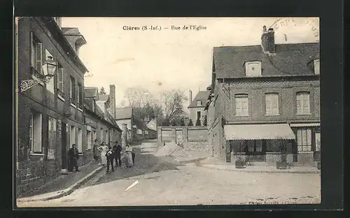 AK Clères, Rue de l`Eglise, Strassenpartie