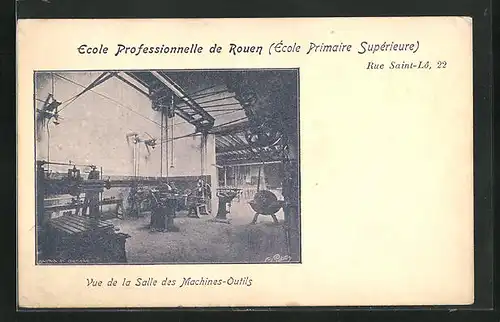 AK Rouen, École Professionnelle (École Primaire Supérieure), Vue de la Salle des Machines-Outils