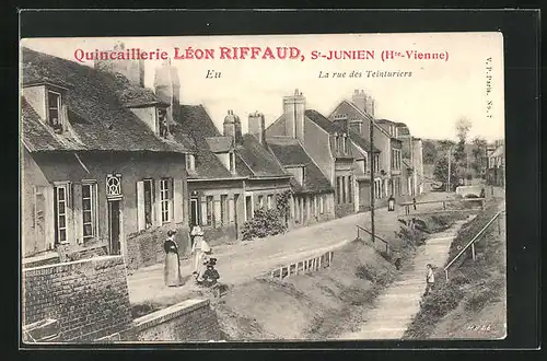 AK Eu, La rue des Teinturiers, Quincillerie Léon Riffaud, St-Junien