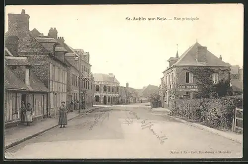 AK St-Aubin-sur-Scie, Rue principale, Strassenpartie