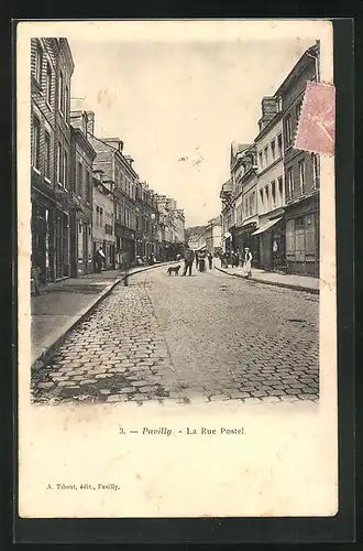 AK Pavilly, La Rue Postel, Strassenpartie