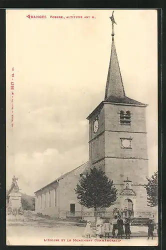 AK Granges, L`Eglise et le Monument Commemoratif