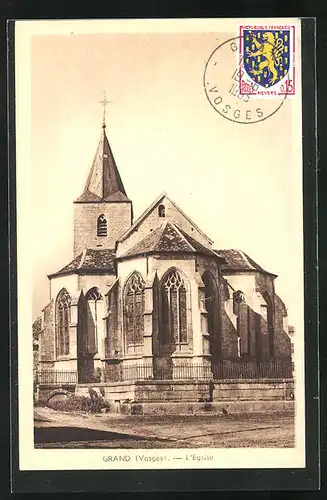 AK Grand, L`Eglise, Kirche im Sonnenschein