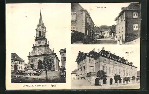 AK Uffholtz, Église, Grand`Rue, Mairie