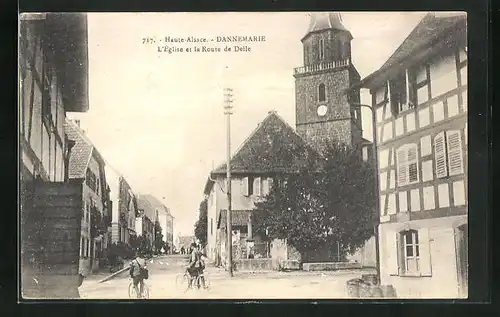 AK Dannemarie, L`Eglise et la Route de Delle