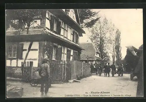 AK Diefmatten, Tape de MAison alsacienne à l`entrée du village