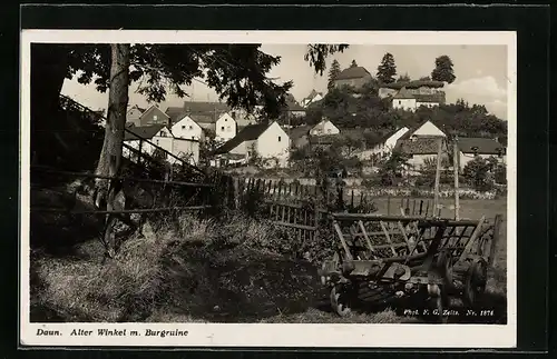 AK Daun, Alter Winkel mit Burgruine