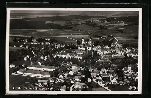 AK Ottobeuren, Teilansicht mit Kloster, Fliegeraufnahme