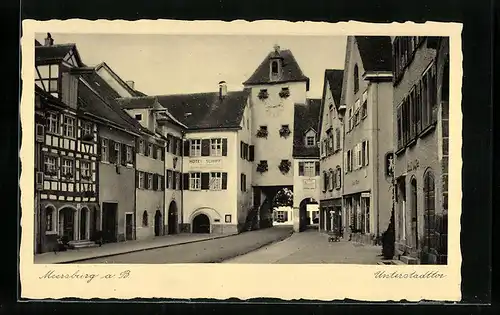 AK Meersburg a. B., Unterstadttor mit Hotel Schiff