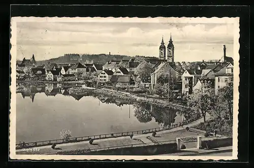 AK Waldsee, Uferpartie mit Kirche