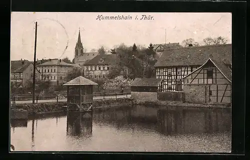 AK Hummelshain i. Th., Ortsansicht mit Kirche