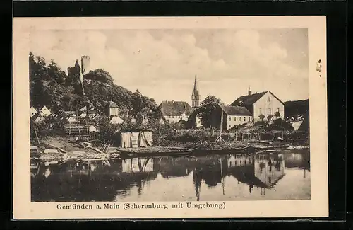 AK Gemünden /Main, Scherenburg mit Umgebung